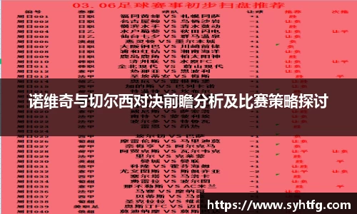 诺维奇与切尔西对决前瞻分析及比赛策略探讨
